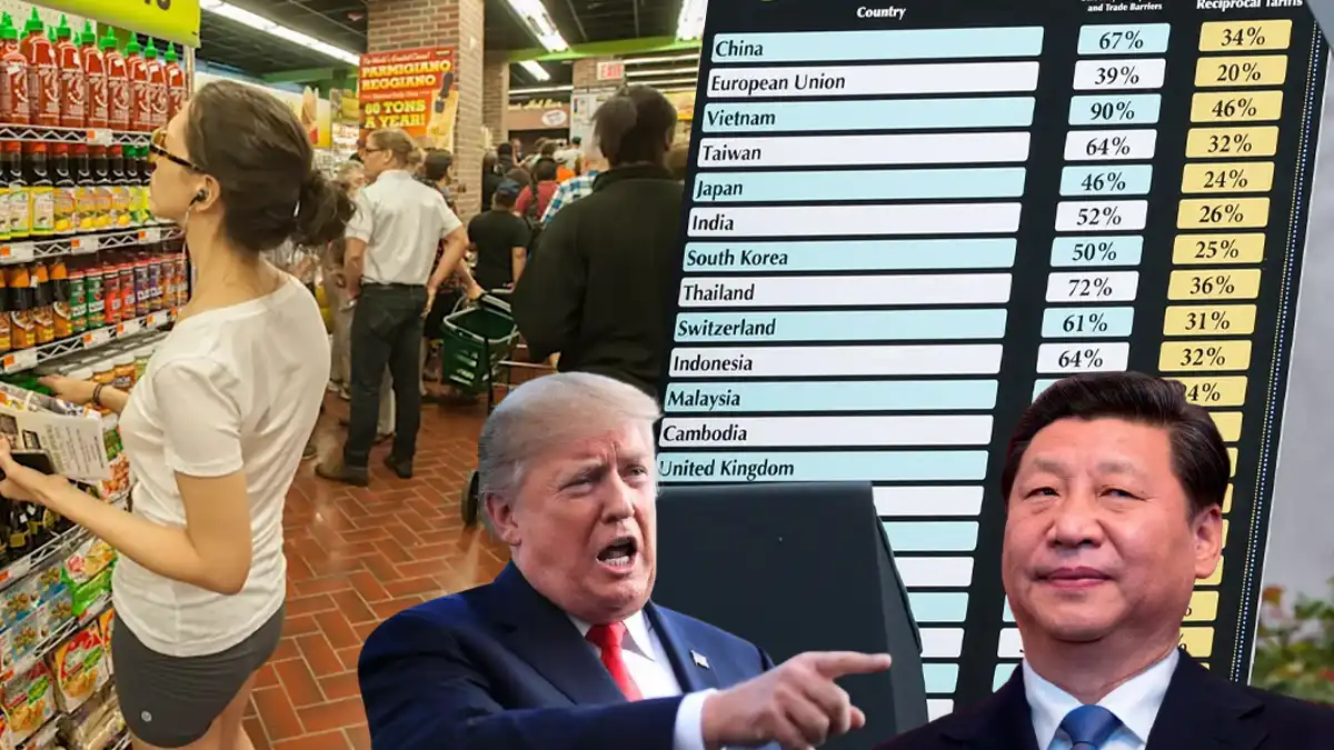 Americanos lotam supermercado para estocar comida devido às tarifas de Trump