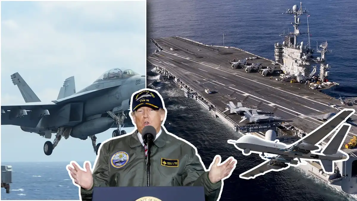 Porta-aviões USS Harry S. Truman no Mar Vermelho durante operação contra Houthis